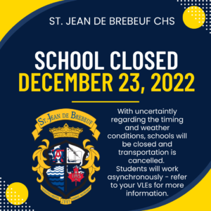 Inclement Weather Day: December 23, 2022