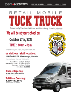 Uniform Mobile Tuck Truck will be at our school October 27th