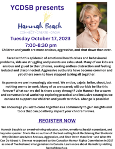 Register Now – YCDSB presents Hannah Beach on Tuesday Oct 17th